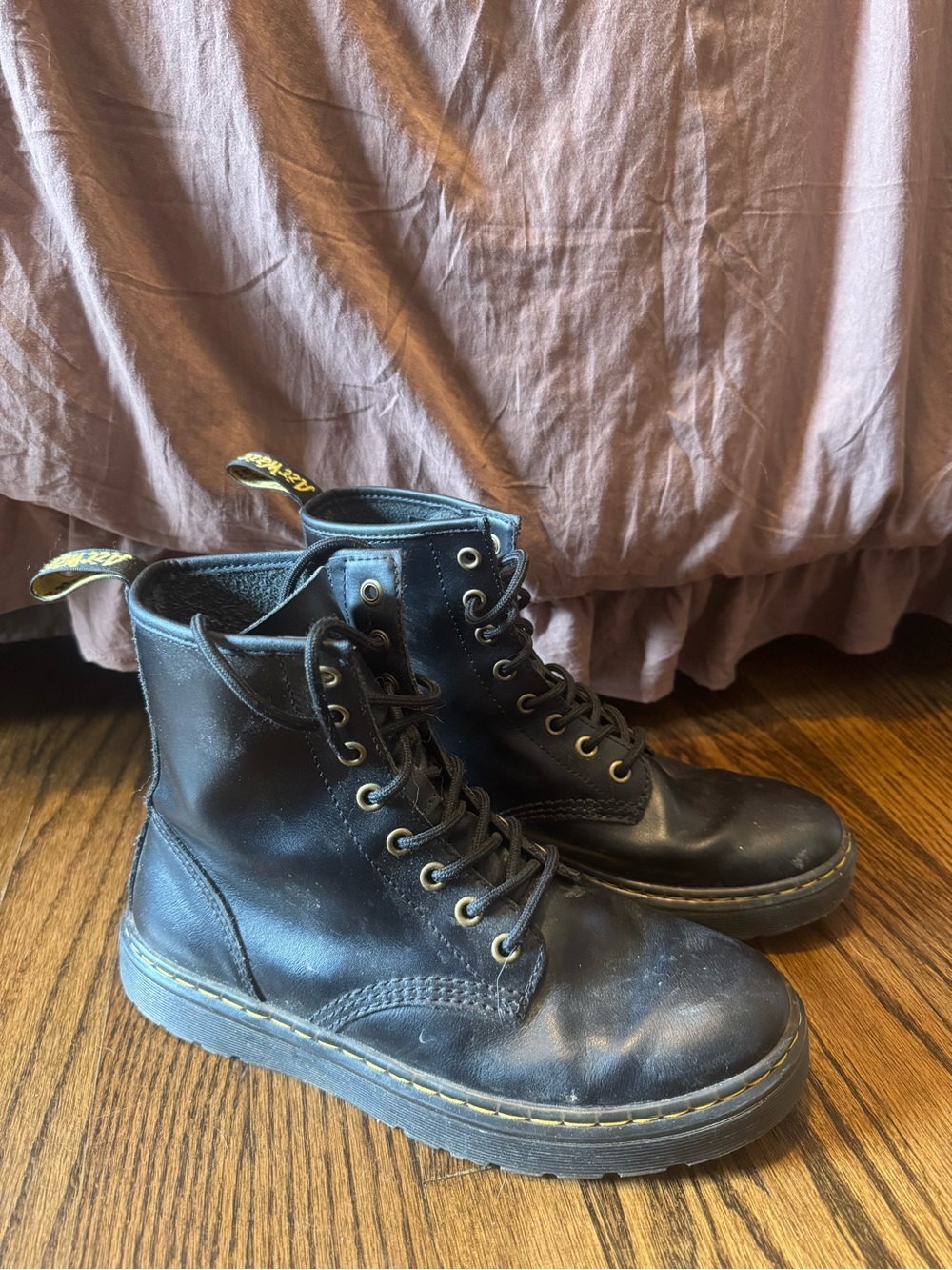 Dr. Martens Black Leather 8-Eye Lace-Up Combat Boots